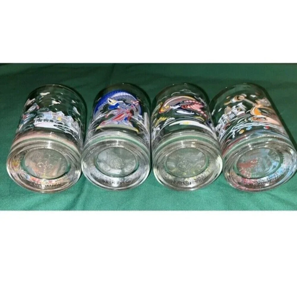 Vintage Full Set Of 4 McDonald's Walt Disney World 25th Anniversary Glasses Cups